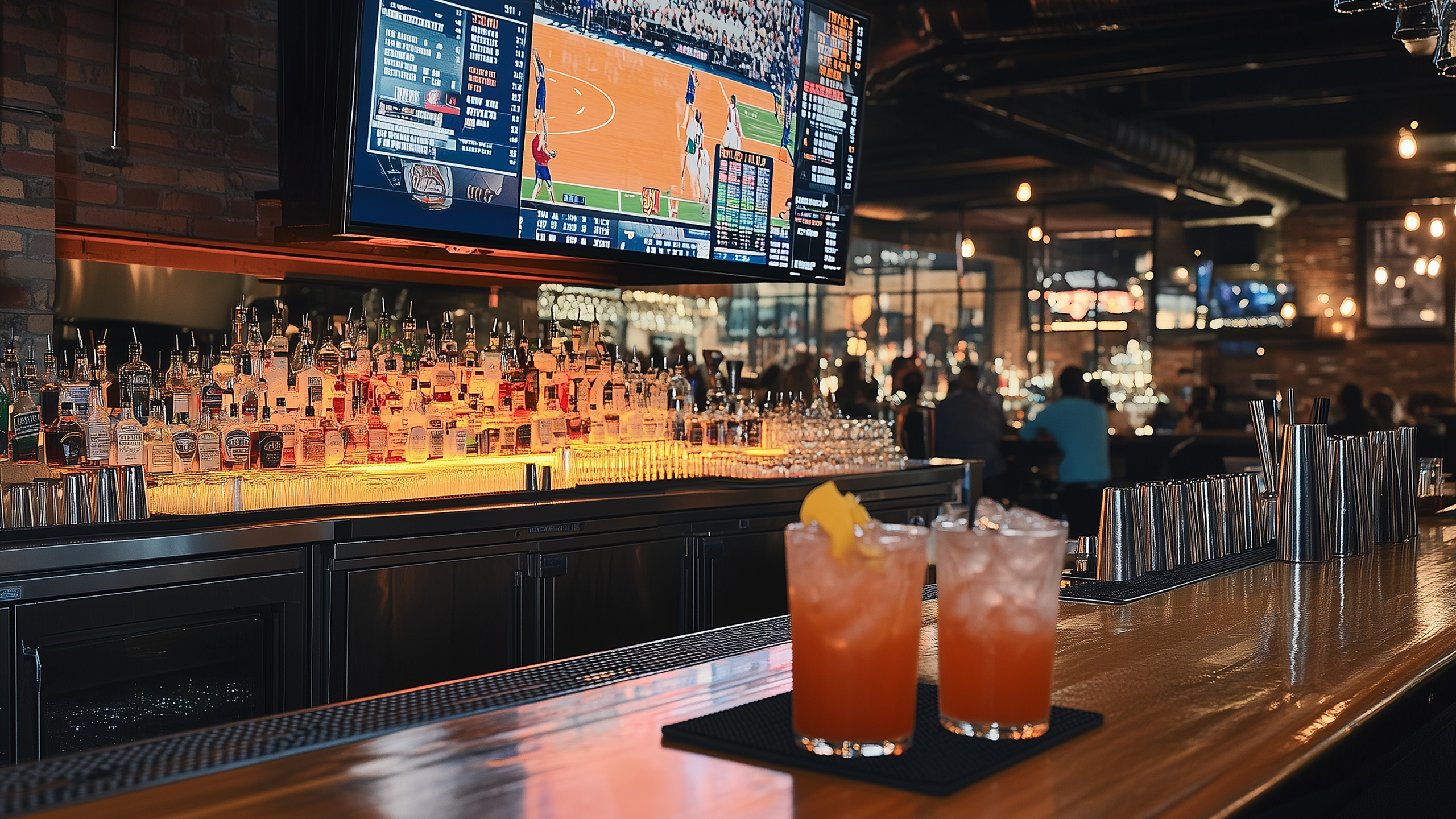 Basketball On-Premise insights highlighting peanut butter and passion fruit flavors, espresso martinis, and tequila and vodka performance.
