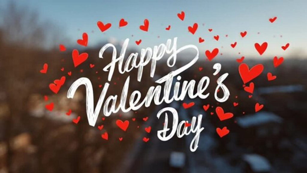 Elegant Valentine’s Day greeting with stylized hearts and soft romantic background