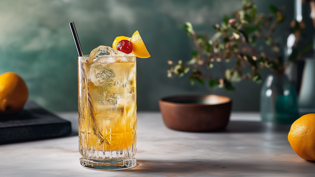 Highball On-Premise insights: tall Highball cocktail with a cherry and lemon peel garnish