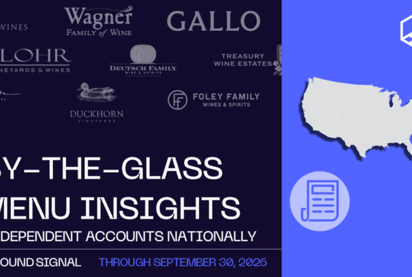 Ground Signal By-the-Glass Menu Insights report cover with a map of the United States and wine supplier logos